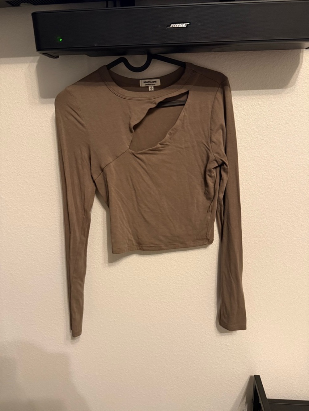 Heart Hips Olive Cutout Long-Sleeve Crop Top